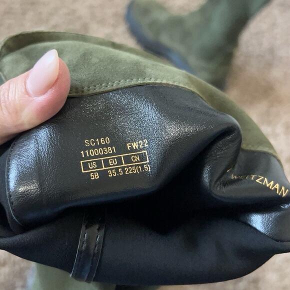 Stuart Weitzman Olive Knee High Lug Boots Stretch Shaft Combat EU 35.5 US 5B - Picture 4 of 11